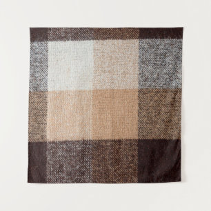 Brown checkered wool plaid fabric texture. tartan  tapestry