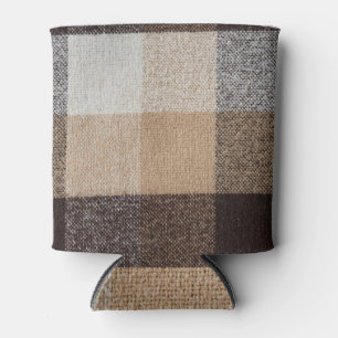 Brown Checkered Wool: Tartan Texture Can Cooler