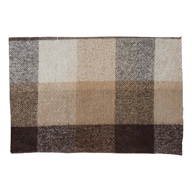 Brown Checkered Wool: Tartan Texture Pillow Case (Front)
