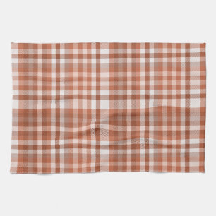 Brown checkers fall pumpkin spice colors autumn pu kitchen towel