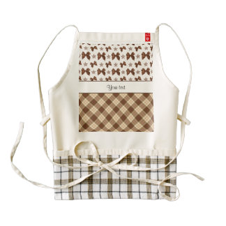 Brown Checks & Beautiful Bows Zazzle HEART Apron