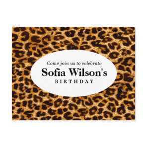 brown cheetah leopard birthday Postcard invitation