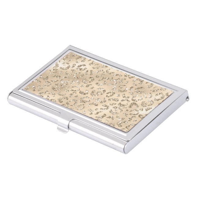 Brown Cheetah Leopard Skin Print Pattern Animal Business Card Case (Front)