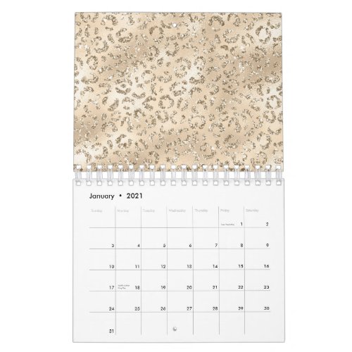 Brown Cheetah Leopard Skin Print Pattern Animal Calendar