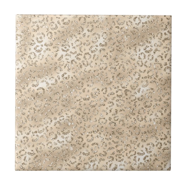 Brown Cheetah Leopard Skin Print Pattern Animal Ceramic Tile (Front)
