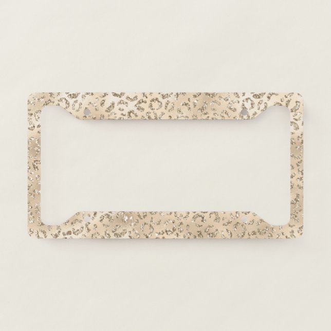 Brown Cheetah Leopard Skin Print Pattern Animal License Plate Frame (Front)