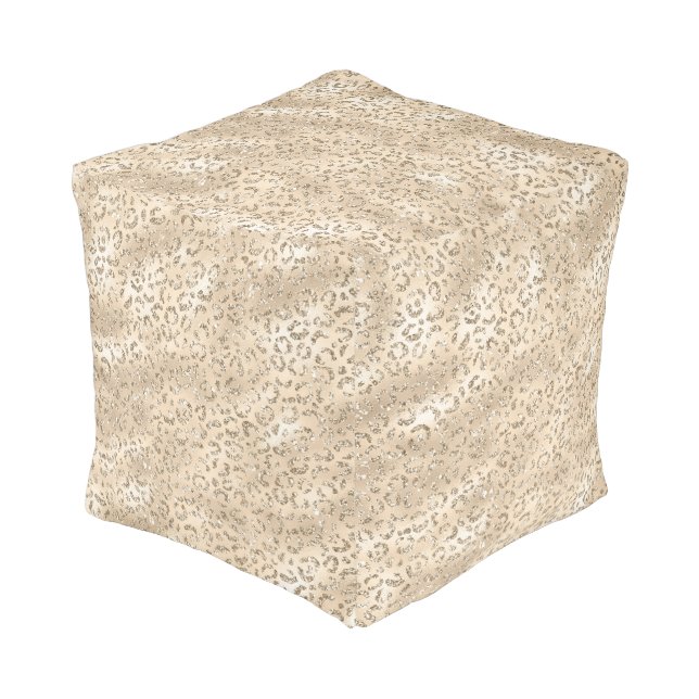 Brown Cheetah Leopard Skin Print Pattern Animal Pouf (Angled Front)