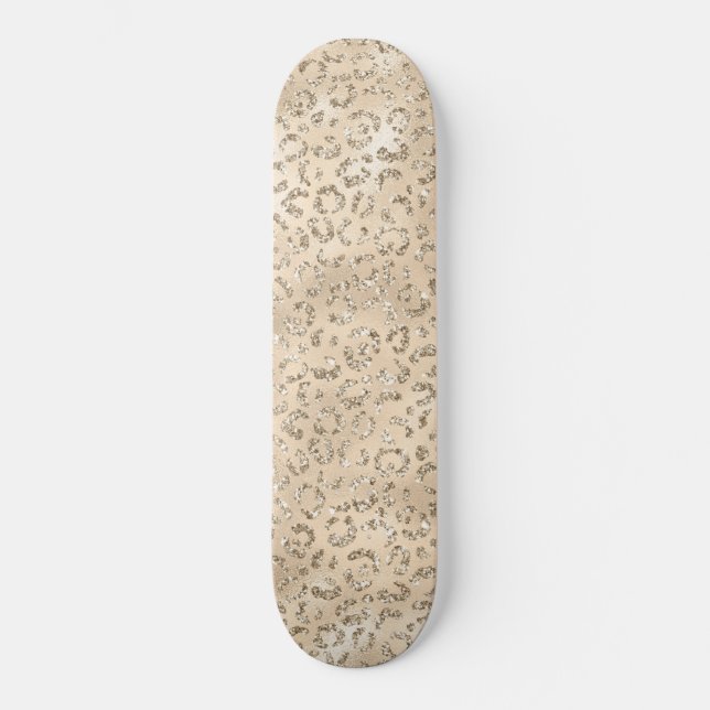 Brown Cheetah Leopard Skin Print Pattern Animal Skateboard (Front)