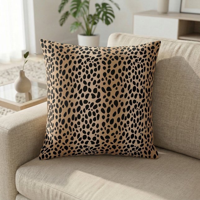 Brown Cheetah Print Throw Pillow (Animal Print Cheetah Pattern Pillow)