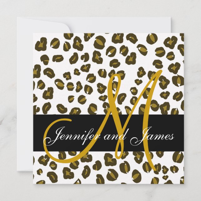 Brown Cheetah Spots Pattern Wedding Invitation (Front)