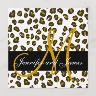 Brown Cheetah Spots Pattern Wedding Invitation