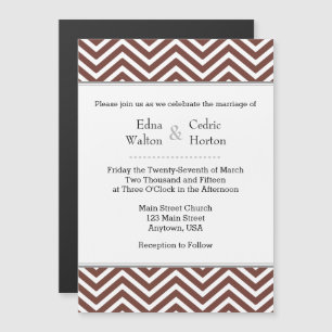 Brown Chevron Magnetic Wedding Invitation