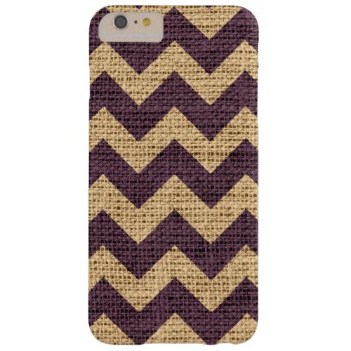 Brown Chevron Pattern Burlap Jute Barely There iPhone 6 Plus Case