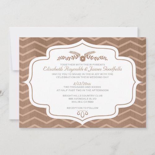 Brown Chevron Wedding Invitations