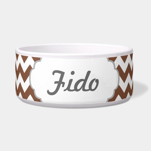 Brown Chevron Zig-Zag Pattern Bowl (Front)