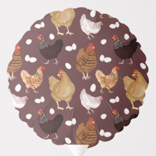 Brown Chicken and the Eggs Pattern Balloon