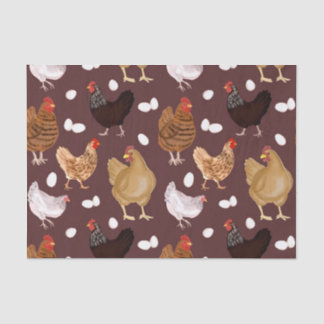 Brown Chicken and the Eggs Pattern Tissue Paper