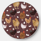 Brown Chicken and the Eggs Pattern Wireless Charger (Front)