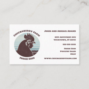 Brown Chicken Blue Circle Eggs Poultry Farm Business Card