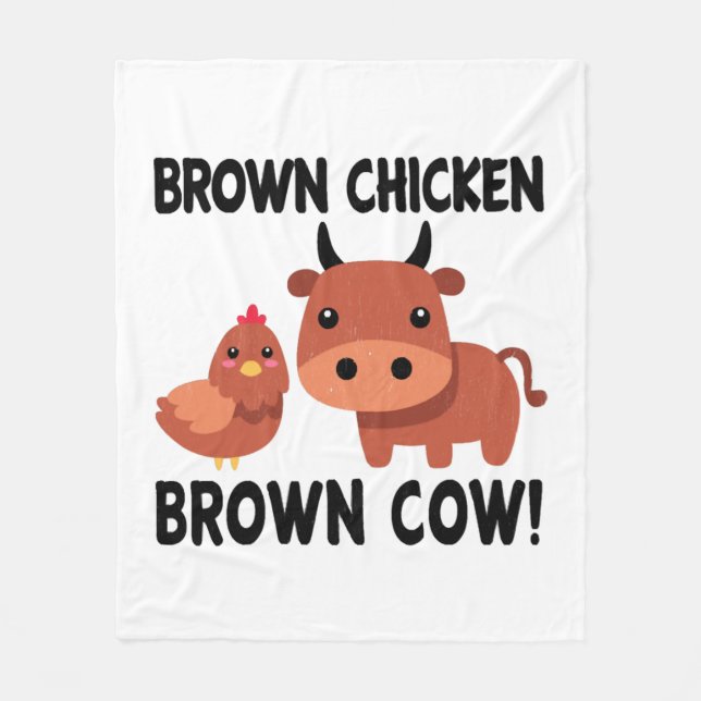 Brown Chicken Brown Cow Fleece Blanket (Front)