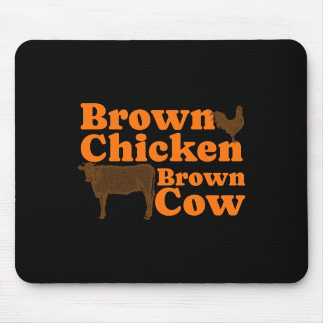 Brown Chicken Brown Cow Retro Music Bow Chicka Wow Mouse Pad (Front)