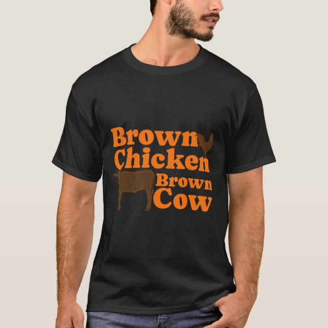 Brown Chicken Brown Cow Retro Music Bow Chicka Wow T-Shirt (Front)