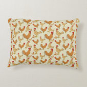 Brown Chicken Design Illustration Accent Pillow (Back)