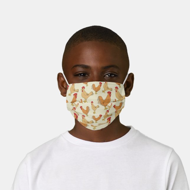 Brown Chicken Design Kids' Cloth Face Mask (Worn)