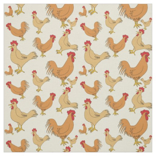 Brown Chicken Design Pattern Fabric