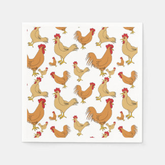 Brown Chicken Design Pattern Napkins