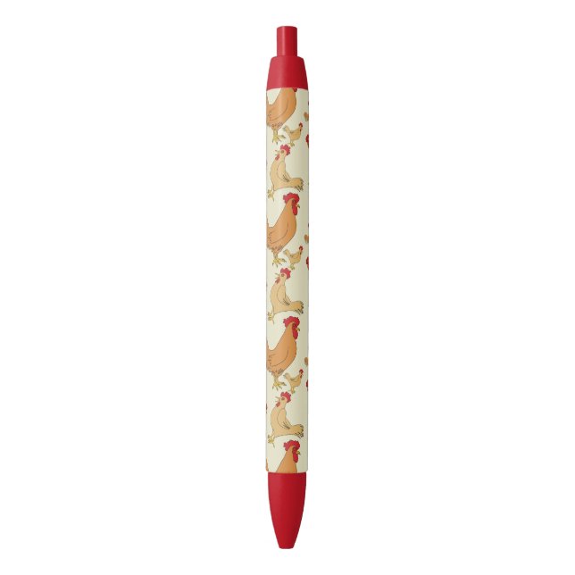 Brown Chicken Design Pattern Pen (Front Vertical)