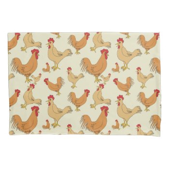 Brown Chicken Design Pattern Pillow Case by ironydesigns at Zazzle
