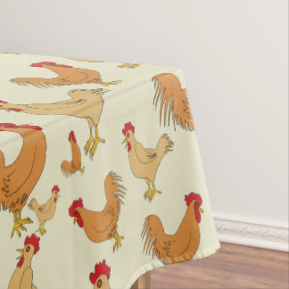 Brown Chicken Design Pattern Tablecloth