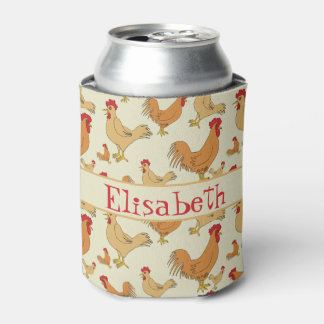 Brown Chicken Design Personalise Can Cooler