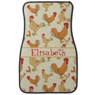 Brown Chicken Design Personalise Car Floor Mat