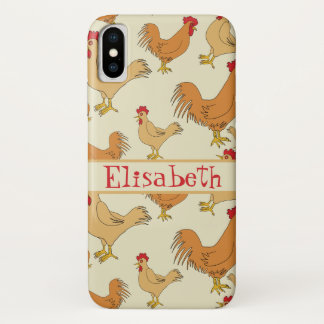 Brown Chicken Design Personalise iPhone X Case