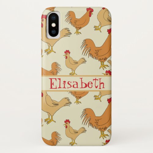 Brown Chicken Design Personalise iPhone X Case