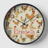 Brown Chicken Design Personalise Clock (Front)
