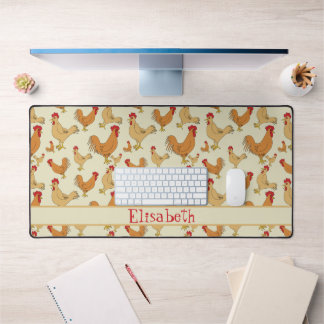 Brown Chicken Design Personalise Desk Mat