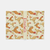 Brown Chicken Design Personalise Fleece Blanket (Front (Horizontal))