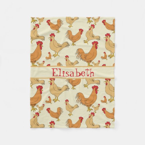 Brown Chicken Design Personalise Fleece Blanket