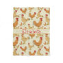 Brown Chicken Design Personalise Fleece Blanket