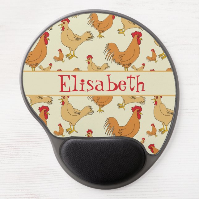 Brown Chicken Design Personalise Gel Mouse Pad (Front)