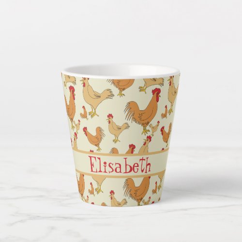 Brown Chicken Design Personalise Latte Mug