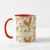 Brown Chicken Design Personalise Mug (Left)