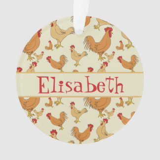 Brown Chicken Design Personalise Ornament