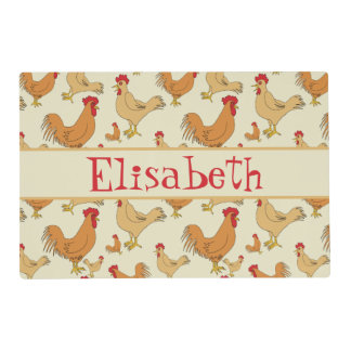 Brown Chicken Design Personalise Placemat