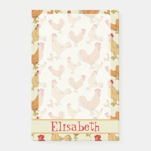 Brown Chicken Design Personalise Post_it Notes
