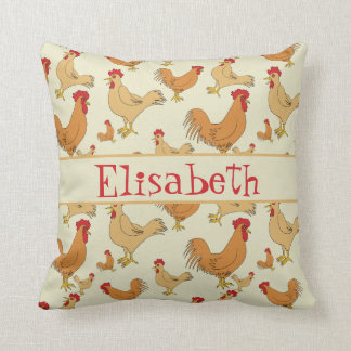 Brown Chicken Design Personalise Throw Pillow