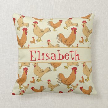 Brown Chicken Design Personalise Throw Pillow by ironydesigns at Zazzle